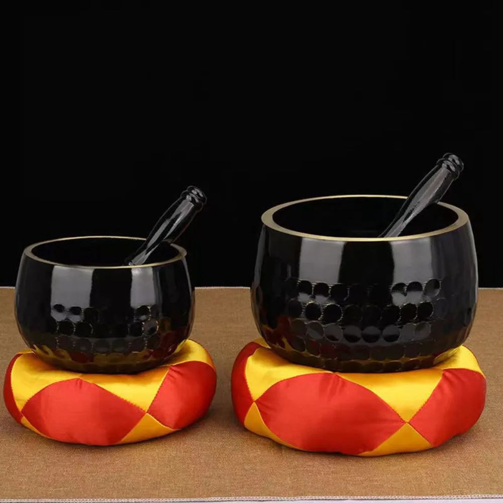 Black Copper Tibetan Singing Bowl 3.5-24 Inches Sound Healing Original Tibetan Bowls Meditation Musical Percussion Instruments