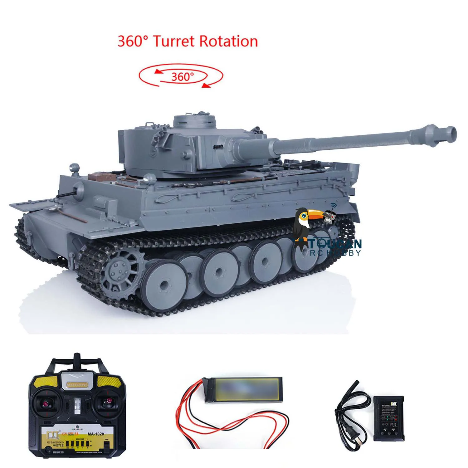 Mato Metal RTR RC Panzer im Maßstab 1:16, grauer deutscher Tiger I, Infrarotversion 1220, 4 Kanäle, 2,4 GHz, RC-Modell TH00651-SMT8