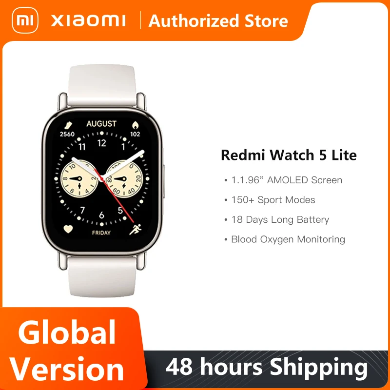 Xiaomi – montre Redmi 5 Lite Version mondiale, écran AMOLED 1.96 pouces, Bluetooth GNSS, plus de 150 Modes sportifs, oxygène dans le sang, autonomie de la batterie de 18 jours