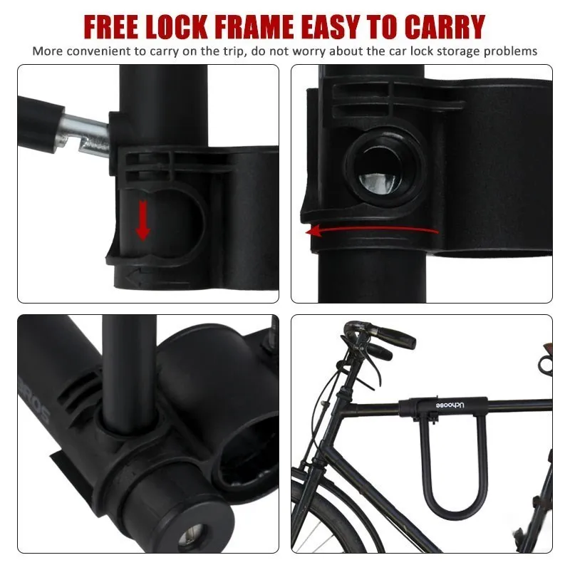 Motorcycle bicycle U-lock waterproof anti-theft lock wire rope safety Motorized scooter Mountain bike road zinc alloy