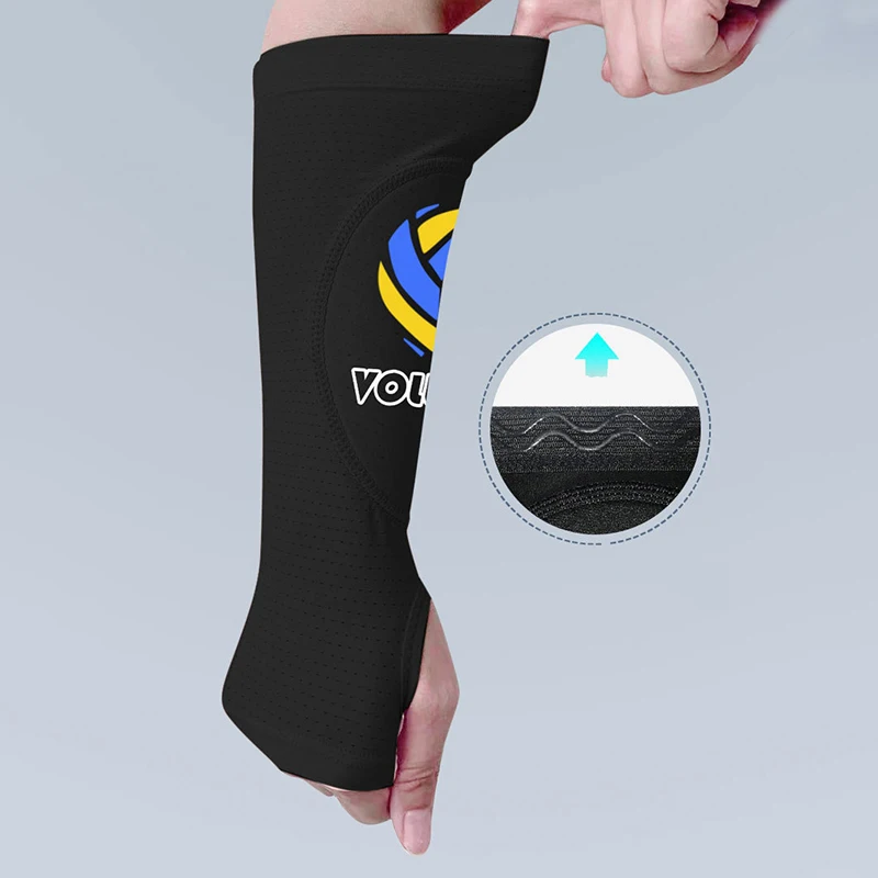 2개/쌍 통기성 배구 팔뚝 보호대 배구 암밴드 팔 보호대 손목 지지대 스펀지 패드 및 엄지 구멍 포함