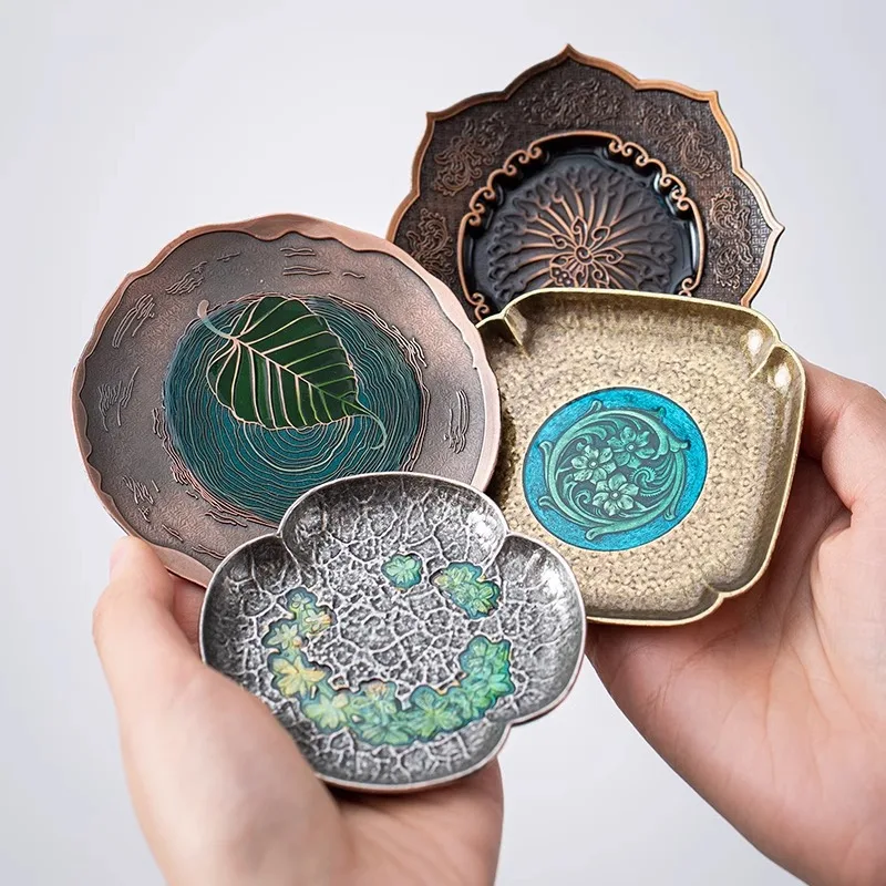 Untersetzer für Tassen, Cloisonné-Metall-Isoliermatten, emaillierte Kung-Fu-Teematten, Tischsets, Zubehör für Teesets