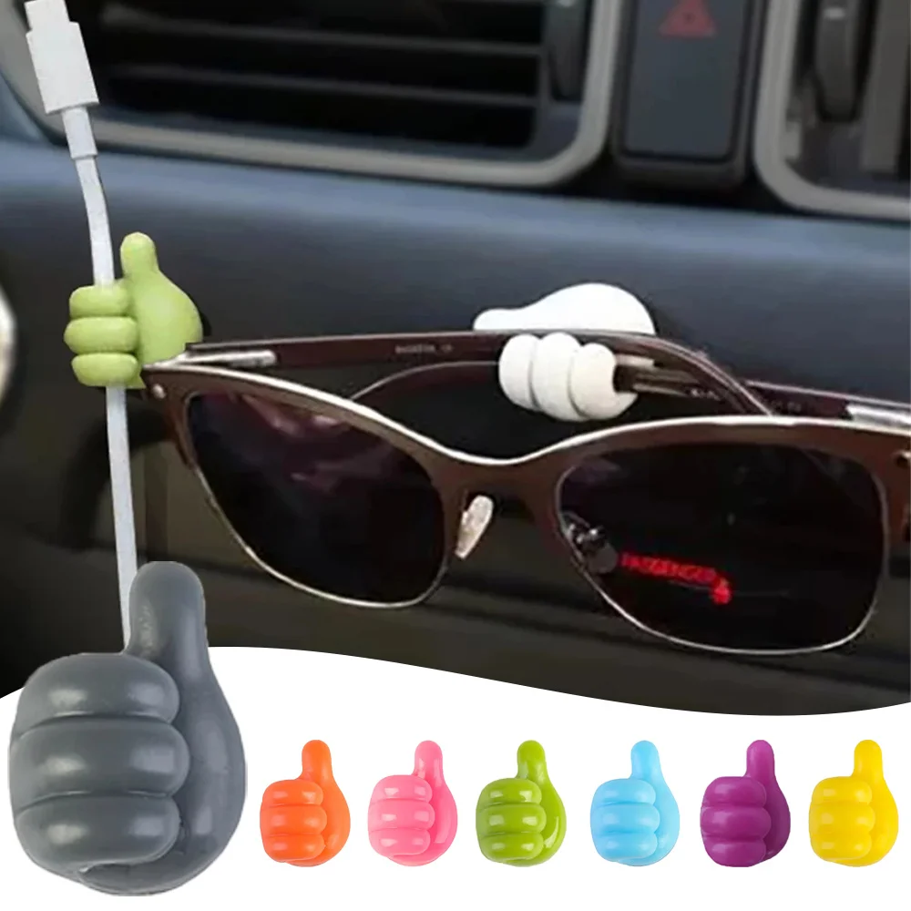 Hand-shaped Rubber Holder Glasses Cable Power Cord Charging Line Self Adhesive Mini Hook Car Storage Organizer Gadget Decoration