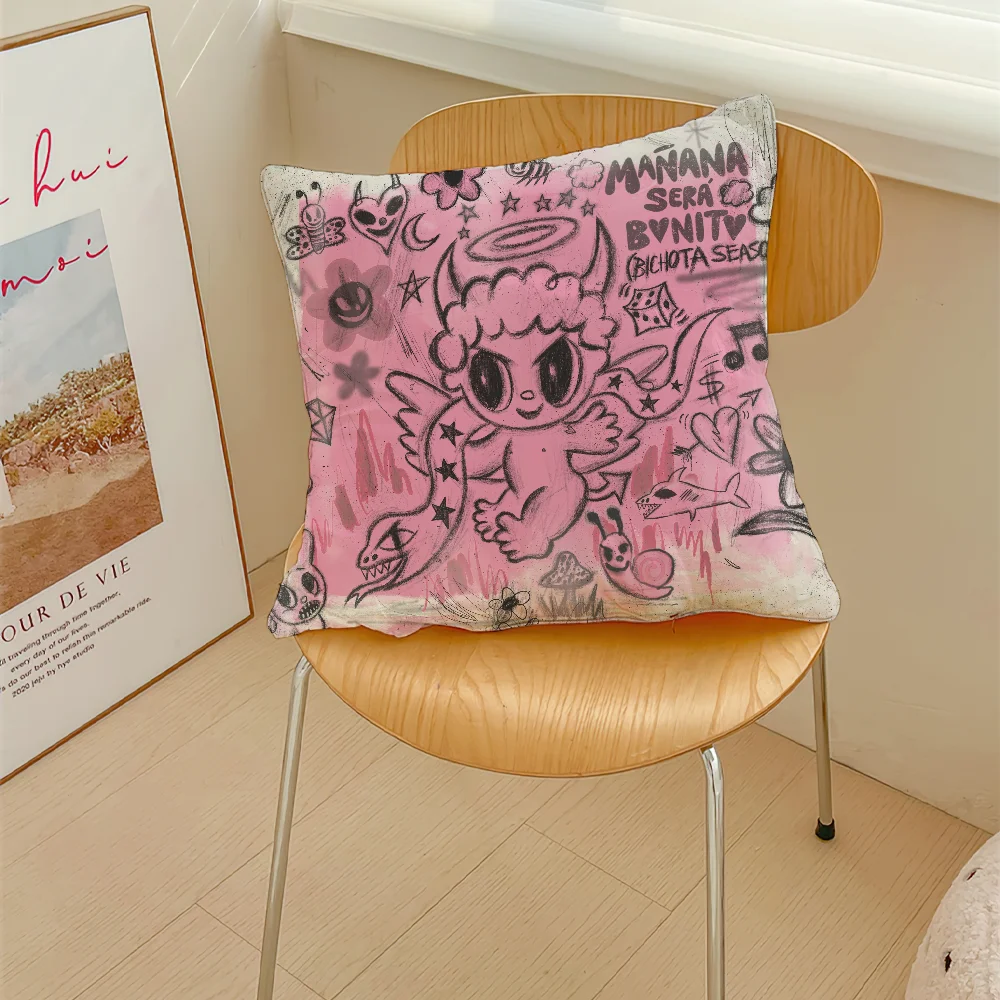 Singer Karol G Manana Sera Bonito Pillow Case Sofa Decorative Home Double-sided Printing Short Plush Cushion Cover