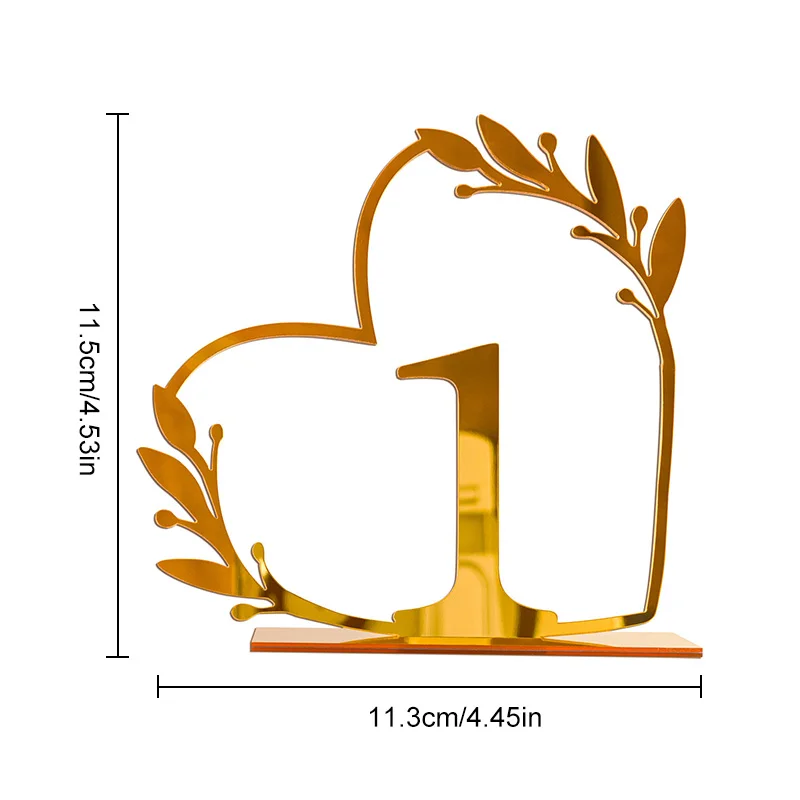 ハート型のアクリルテーブルカードホルダー,結婚披露宴の座席スタンド,1個