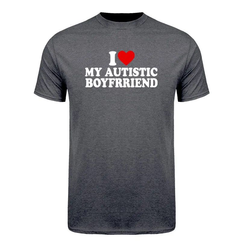 T-Shirt „I Heart Love My Autistic Boyfriend Girlfriend“, lustiges Geburtstagsgeschenk, T-Shirt, 100 % Baumwolle, Unisex, individuelle T-Shirts DY-391 – Detail 4