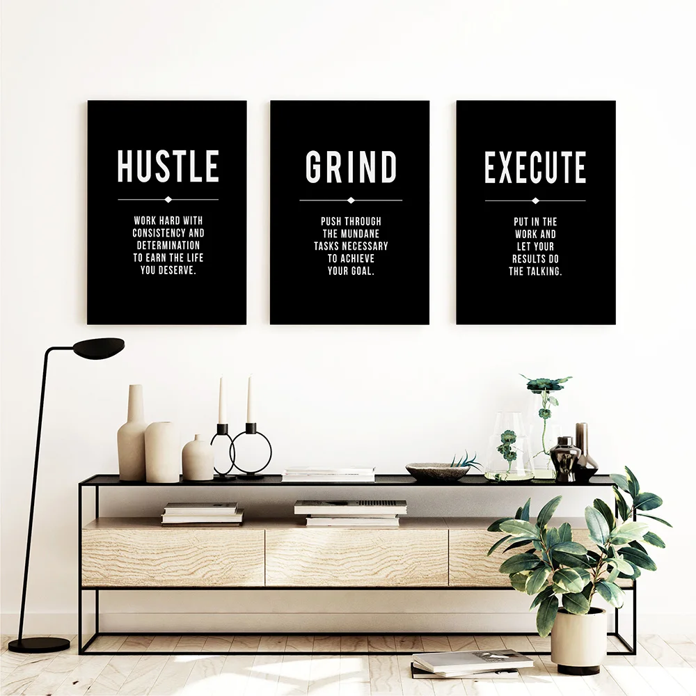 Grind Hustle Success Motivational Posters and Prints Office Decor Modern Art Entrepreneur Motivation Canvas Painting Pictures