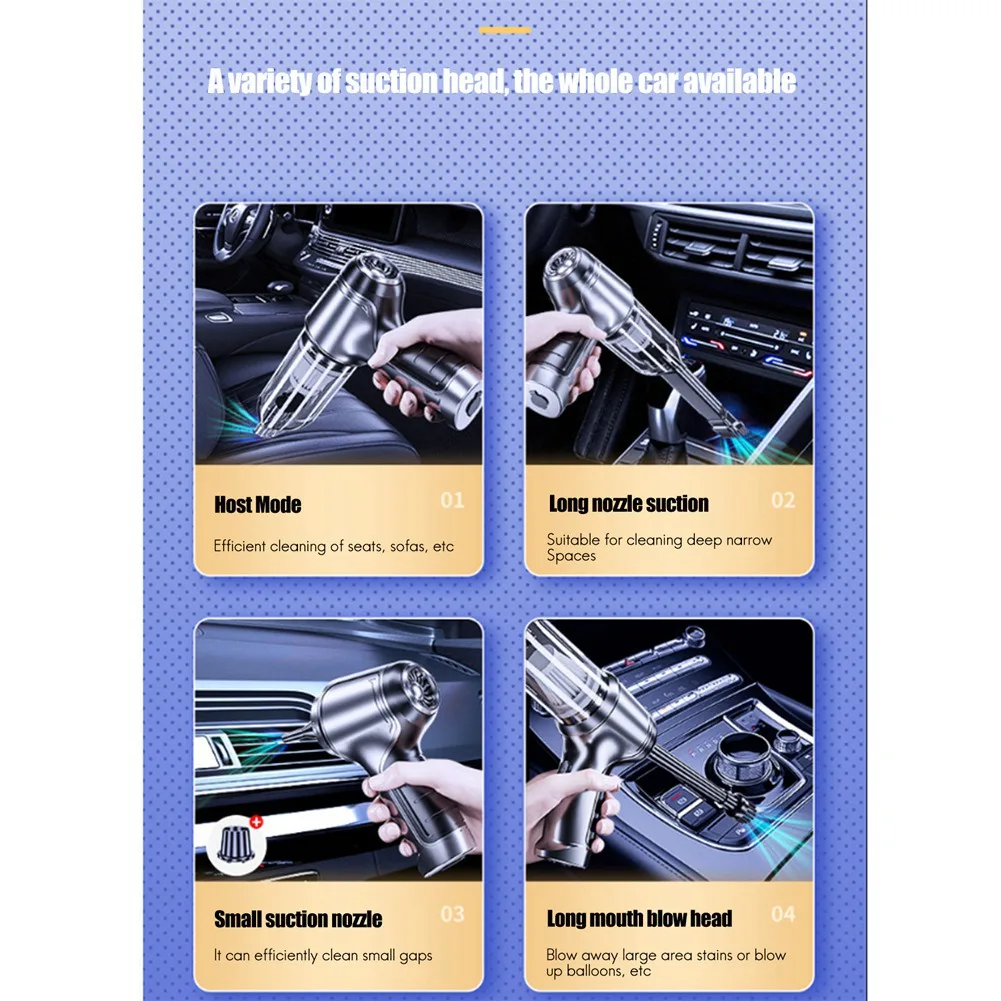 

Стабильный автомобильный беспроводной пылесос 3 в 1, выдувная бытовая техника, пылесос для домашнего автомобиля двойного назначения, мини-пылесос серо-белый