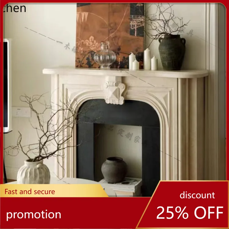 

HT Solid Wood Fireplace Cabinet Entryway Fireplace Living Room Wall Decoration Fireplace Cabinet