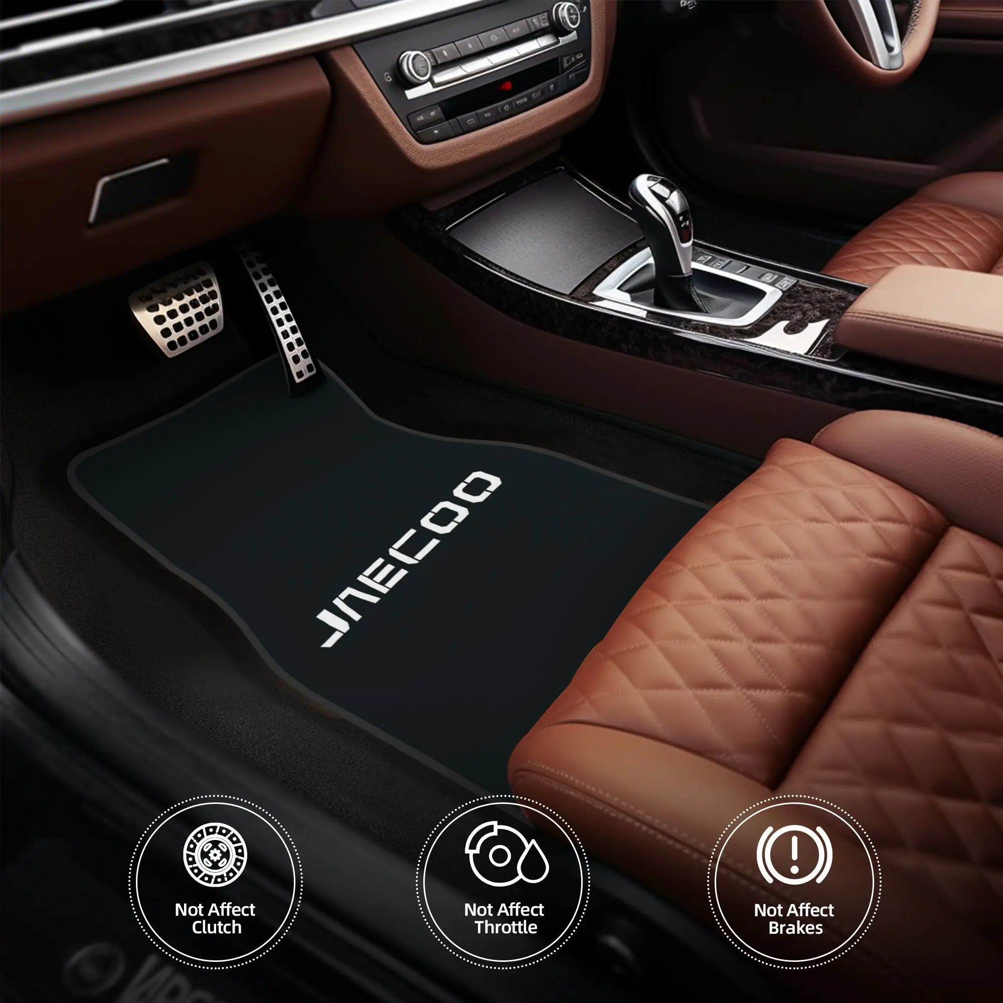 4pcs Car Floor Mats, Jaecoo Letter Print - Durable Polyester Truck Mats Sets, Universal Fit Auto Mats, Fashion Design, Washable,