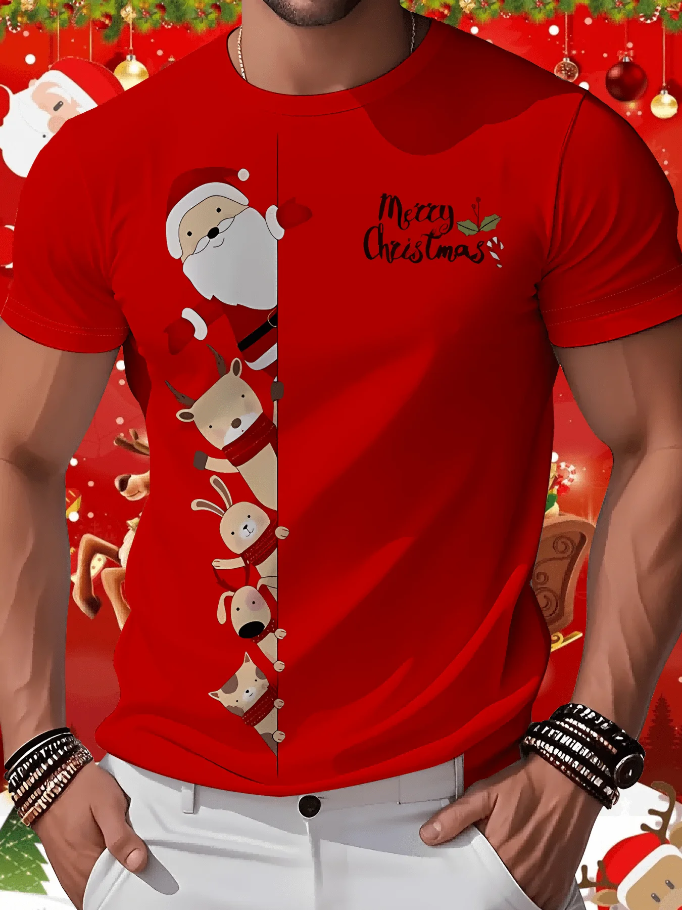 

Christmas Men's T Shirt 3D Printed Casual Short Sleeve Tees Street Fashion Crew Neck Pullover Male Oversized Clothing Sweatshirt