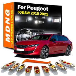 MDNG 14Pcs Canbus For Peugeot 508 SW 2010-2015 2016 2017 2018 2019 2020 2021 Vehicle Bulbs LED Interior Dome Light Kit Car Lamp