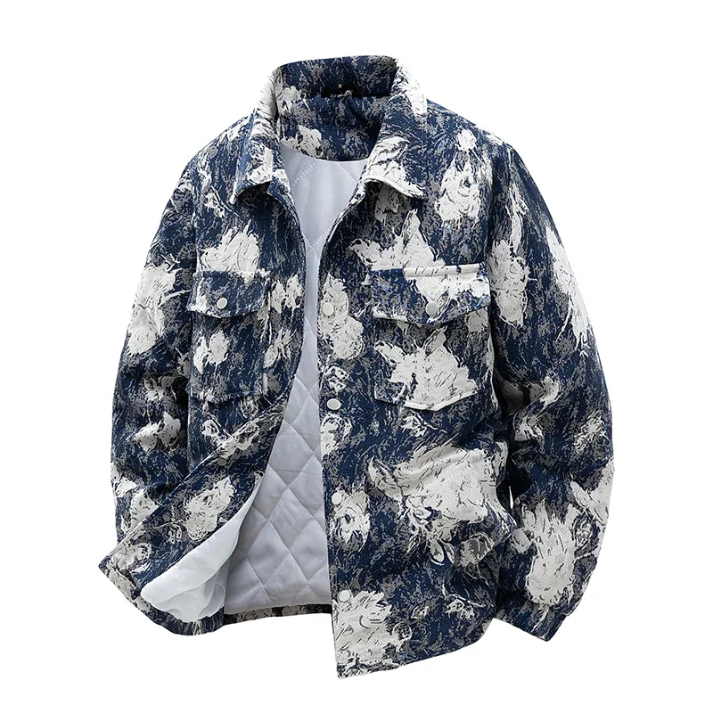 Men's Workwear Style Jacket Spring Autumn New Solid Color Trend Tie-dye High Street Ruffian Fashion Lapel Coat Men Denim Jacket