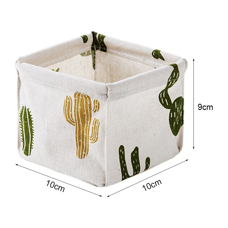 Cotton Linen Desktop Storage Basket Foldable Sundry Bin Underwear Makeup Organizer Storage Box Desk Stationery Storage Container