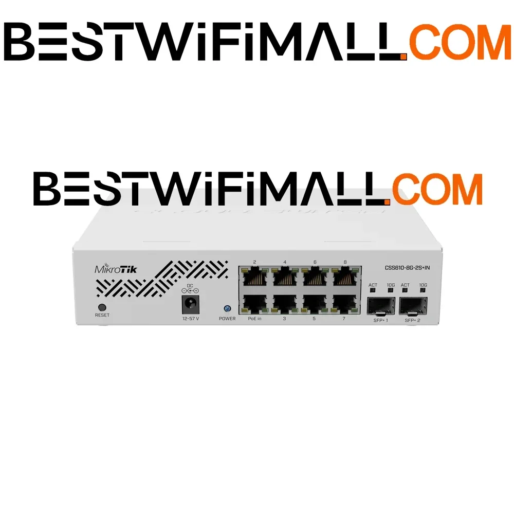 

Коммутатор MikroTik CSS610-8G-2S+IN Cloud Smart Switch с восемью портами 1G Ethernet, двумя портами SFP+ для подключения по оптоволокну 10G, фильтры MAC