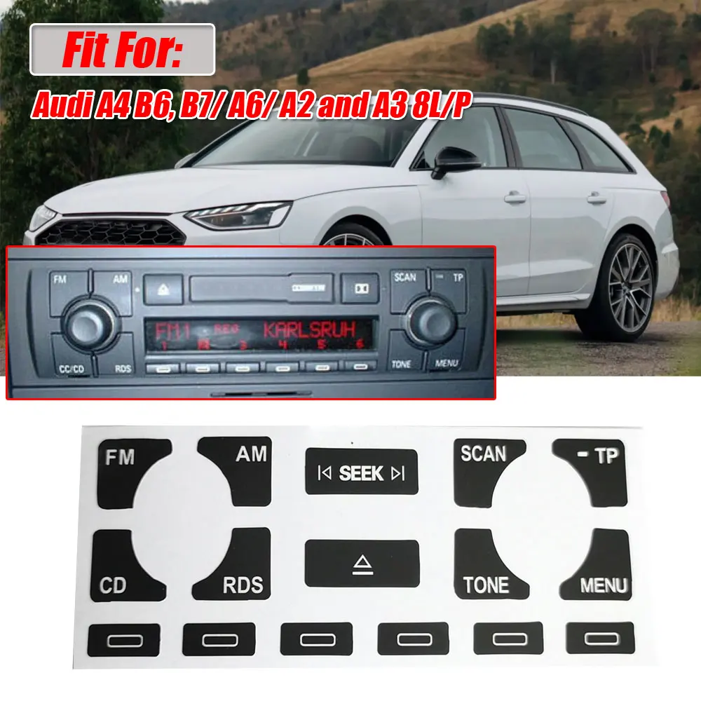 Radio Stereo Worn Peeling Button Repair Decal Stickers Automobiles Decoration Car Styling for Audi A4 B6 B7/ A6/ A2 and A3 8L/P