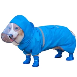 Welsh Corgi Dog Raincoat Reflective Waterproof Clothing for Dog Rain Jacket Outfit Jumpsuit Corgi Dog Clothes Pet Clothing