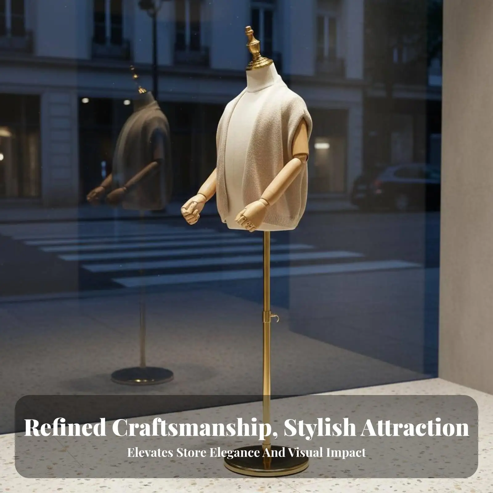 Adjustable Kids Mannequin for Clothing Boutique Linen Textile Body Metal Stand for Store Window Display