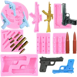 Gun Bullet Silicone Molds Pistol Fondant Mold Cake Decorating Tools Cupcake Candy Resin Clay Mould Chocolate Gumpaste Moulds