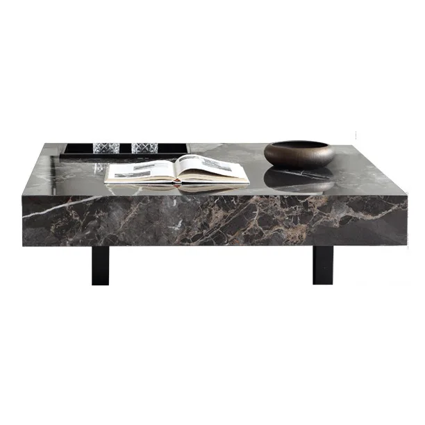 

Italian light luxury rock slab modern simple suspended living room advanced black crystal table wholesale