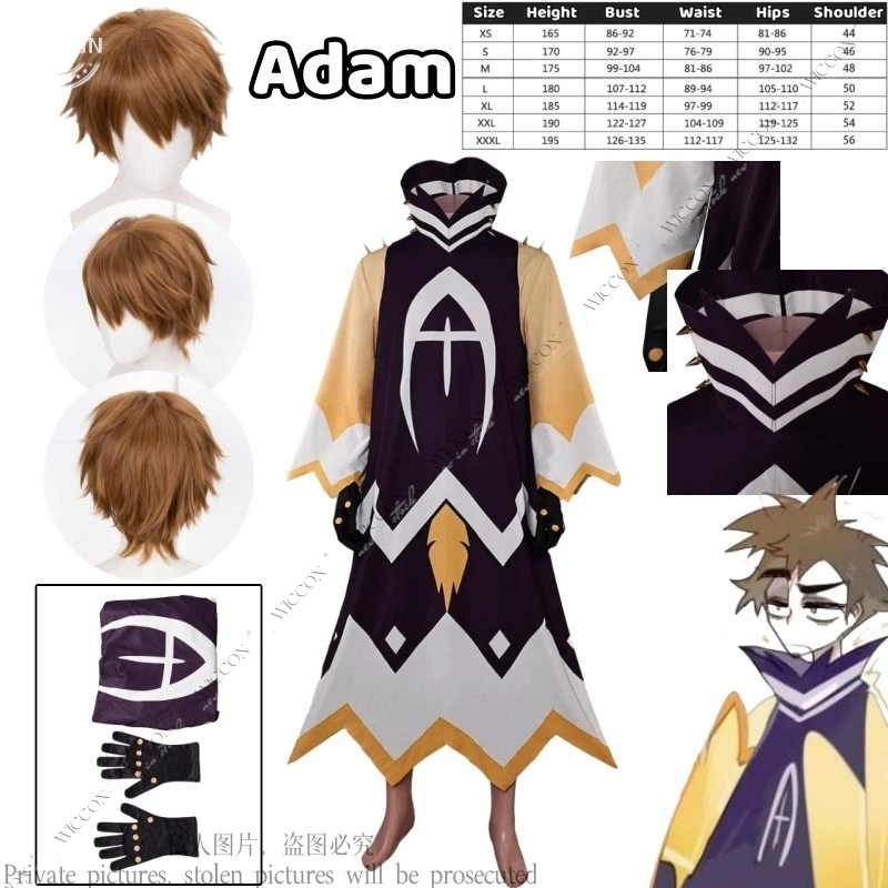 Adam Anime Hassbin Cosplay Costume Hotel Human Angel State First Men Clothes Uniform Cosplay Wig Cosplay Halloween RolePlay Set