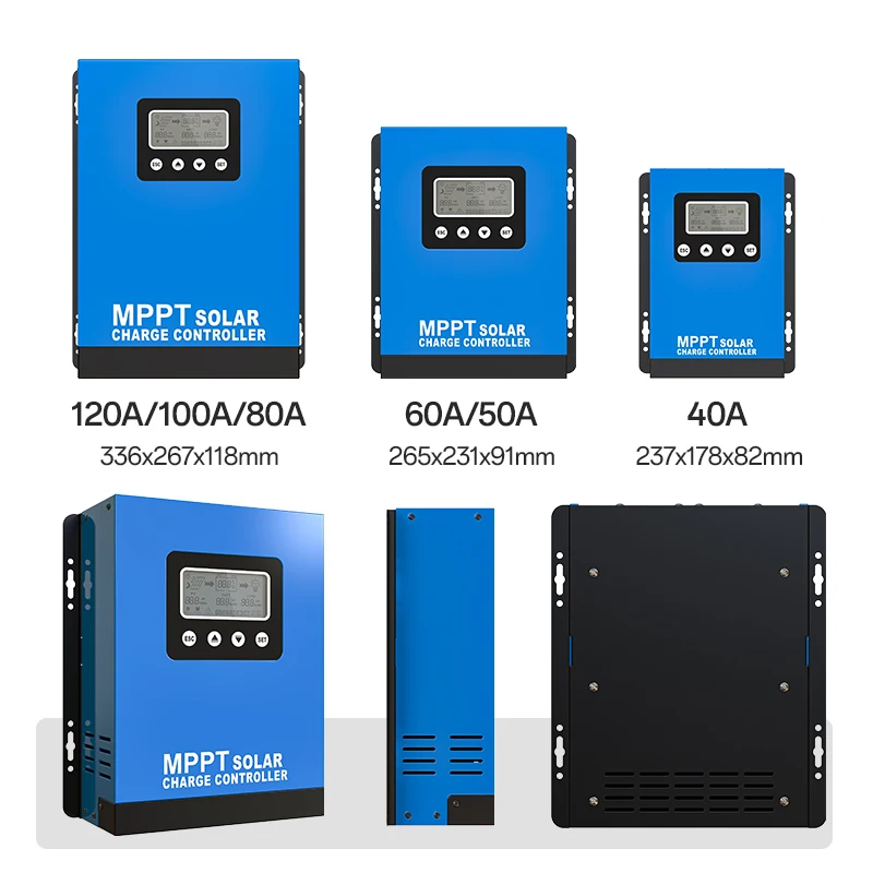 MPPT 18-160VDC Solar Charge Controller 30-120A Auto 12V/24V/36V/48V For Lead-acid Lithium Battery Solar PV Regulator LCD Display