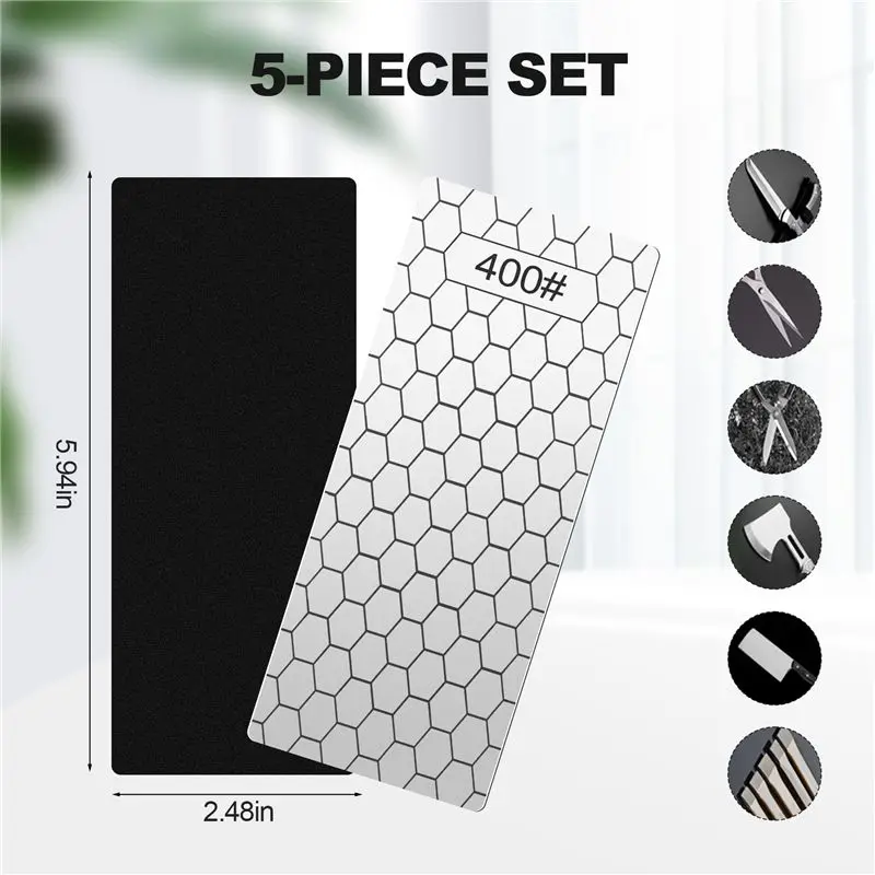[NEWA64Z!】 5 Pieces Diamond Sharpening Stone Set,Diamond Lapping Plate Coarse/Medium/Fine Grit Sharpener,400/600/800/1000/1200 G