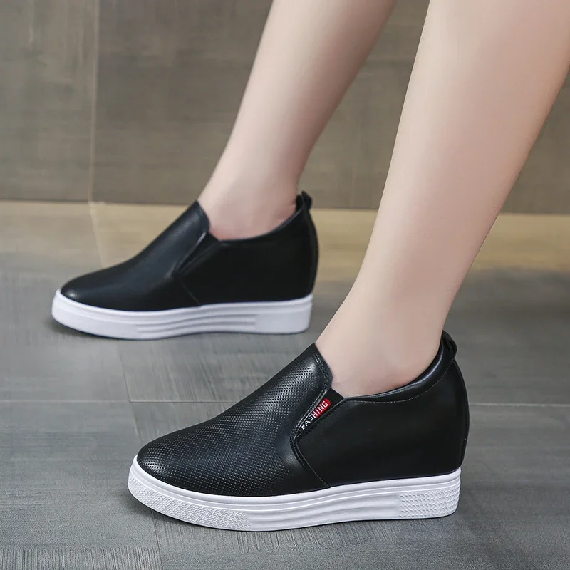 

2023 Women's Spring Shoes Heel New Lady Casual Women Sneakers Leisure Platform Wedge Height Increasing Women's Vulcanize Shoes