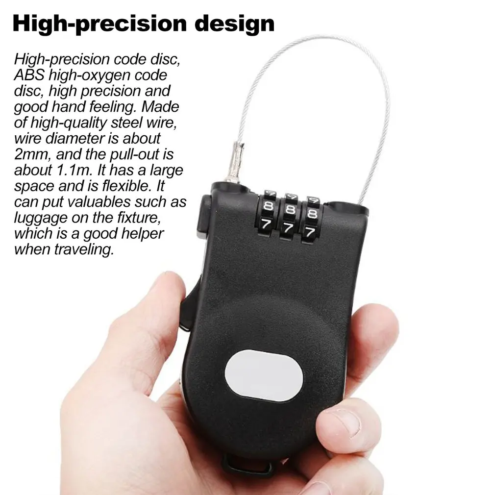 حار قفل برمز تلسكوبي سلك حبل الصلب كابل حقيبة سيارة زلاجة دراجة خوذة عالية الدقة رمز عجلة قفل بكلمة مرور للدراجة