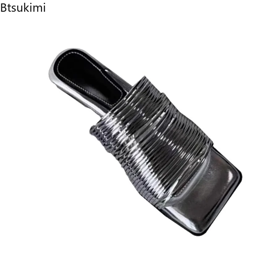 جديد 2025 الصيف المرأة ساحة تو خنجر الصنادل لامعة بلون عالية الكعب عادية نصف أحذية مفتوحة للنساء الصنادل #6