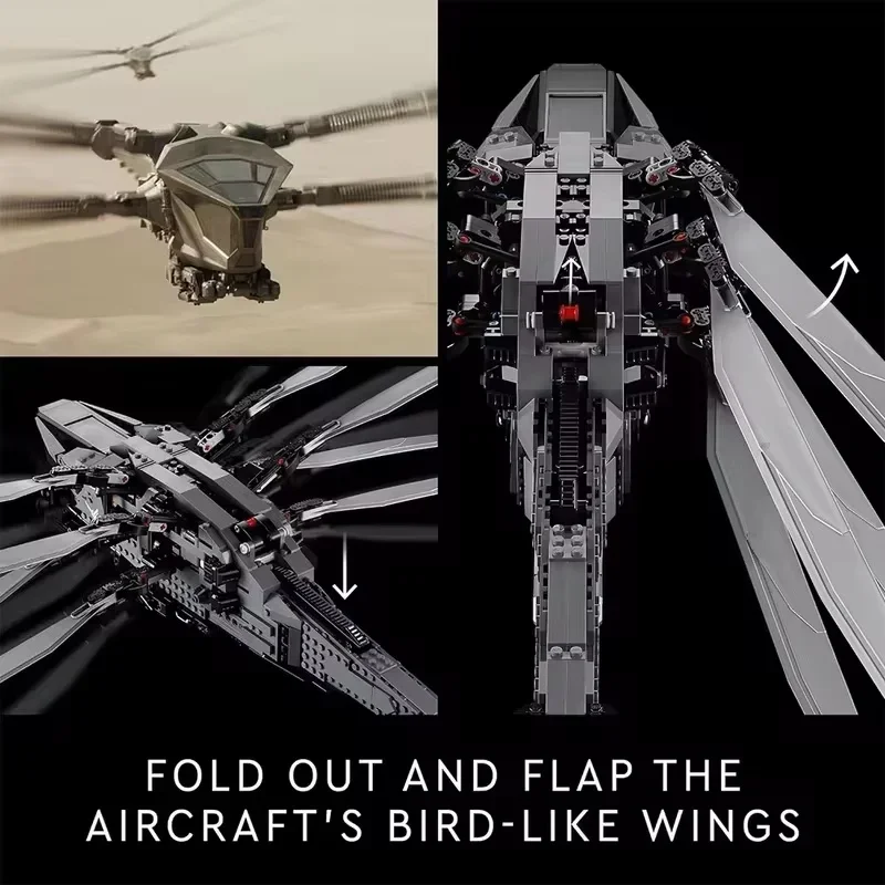 1369PCS Dune Royal Atreides Beast Ornithopter Flugzeug Bausatz Ornithopter Flugzeug Spielzeug Modell Bestes Geschenk für Kinder und Erwachsene