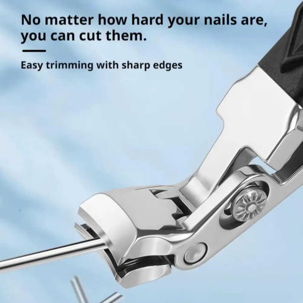 Conjunto de cortador de unhas profissional, 3 peças, aço inoxidável, anti-respingo, coletor de unhas, idosos, afiado, grande, doméstico, ferramentas de corte de unhas