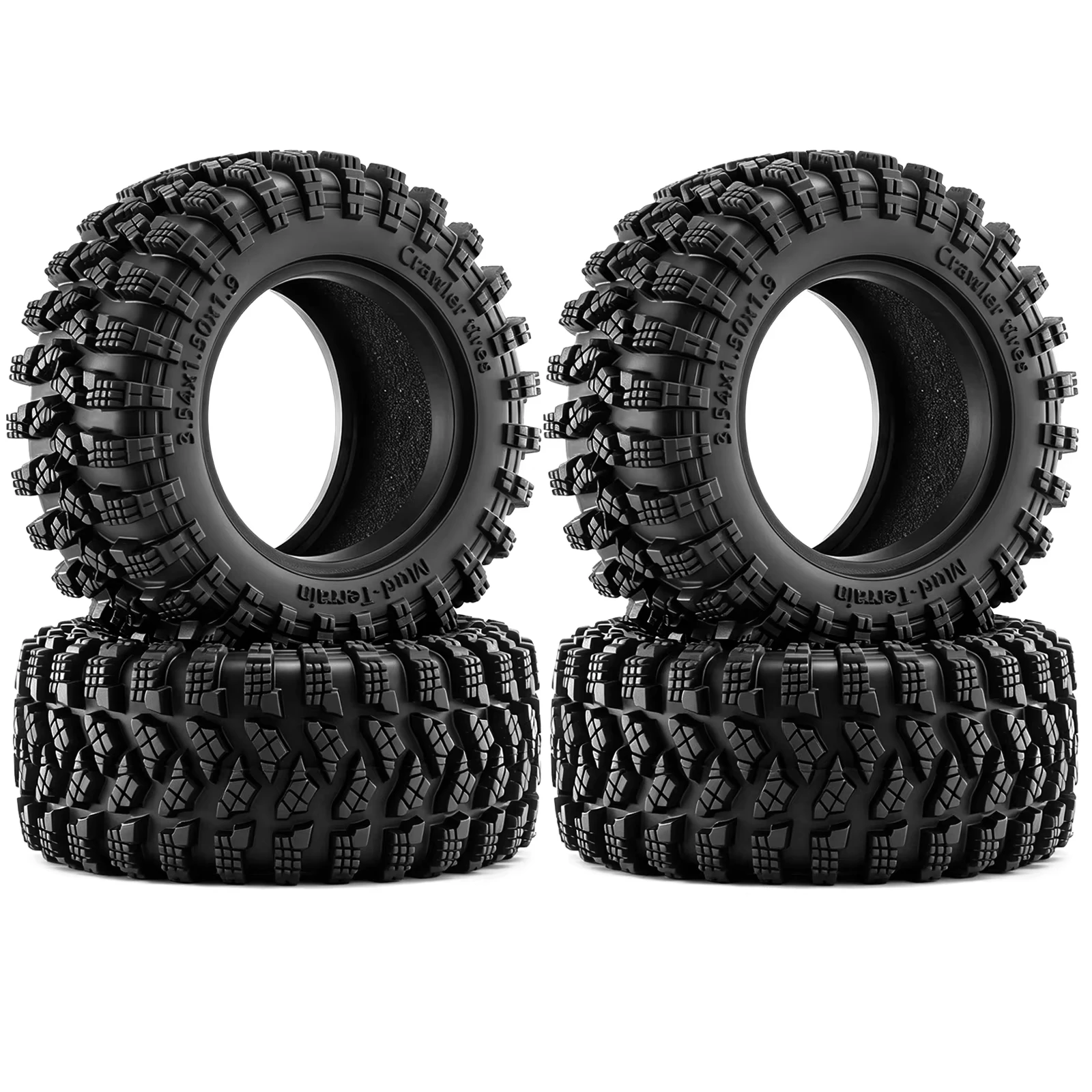 4PCS 1.9" 90*38mm Rubber Crawler Tires for 1/10 1/12 SCX10 II III TRX4 TRX6 GEN7/8 MJX H12P MN128 RC Crawler Parts - view 3