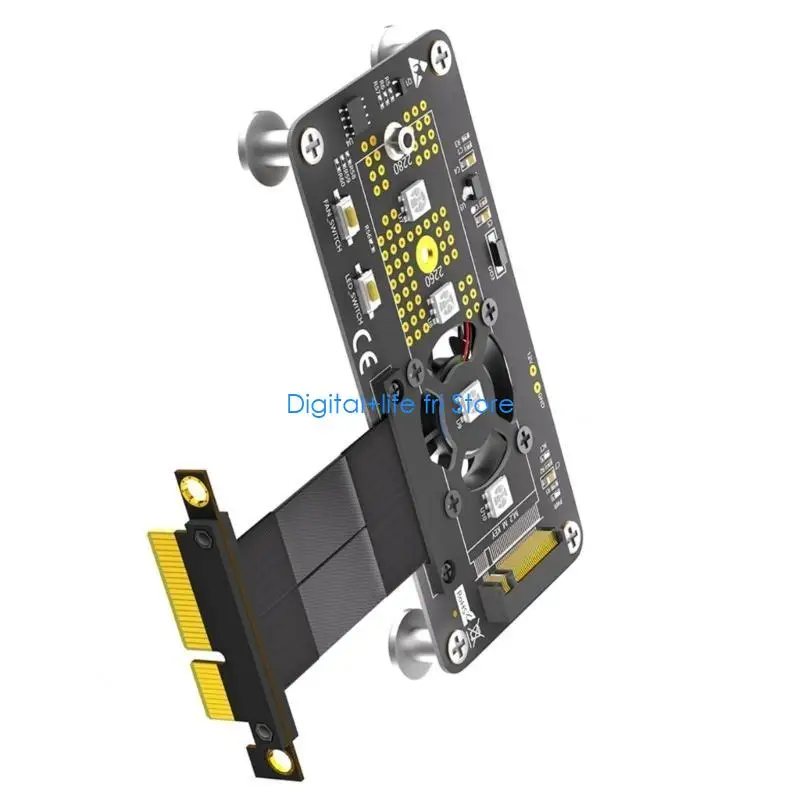 E06D Fast Speed NVME SSDs Converters to PCIe 4X Adapter Card with Cooling Fan for Enhanceds Computer Performances