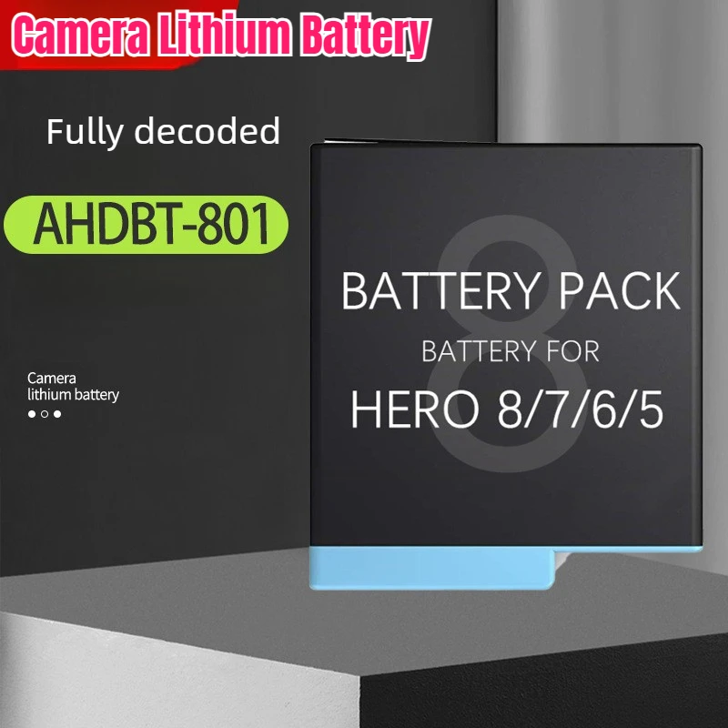 1220mAh Battery  AHDBT-801 for GoPro Hero 8 Hero 7 6 5 Black Camera Batteries Full Decode AHDBT801 Accessories Fully Decode
