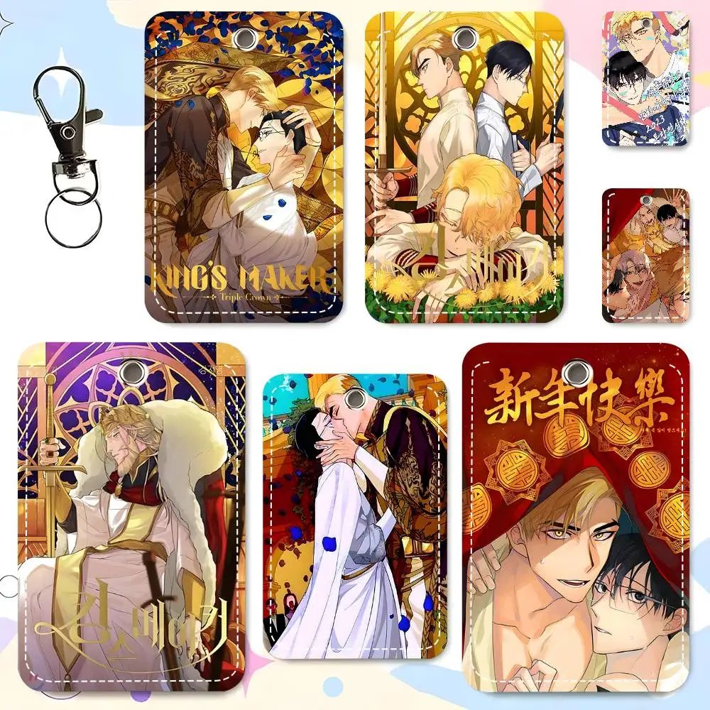 1pc King's Maker Card Case Keychain Access Card Bag Key Tag Ring Leather Card Holder Key Ring Access