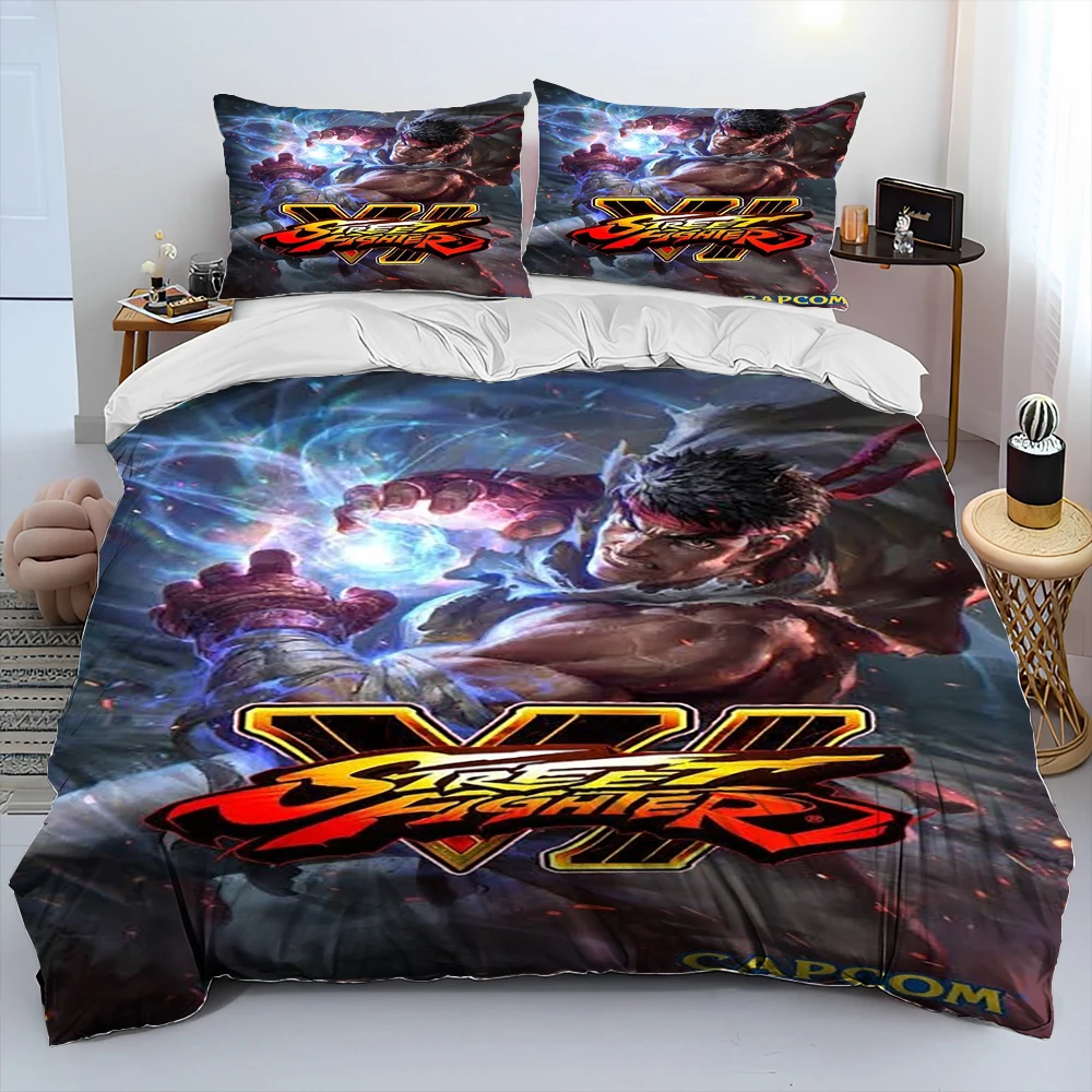 Imagem -02 - Street Fighter Retro Game Gamer Consolador Bedding Setduvet Cover Bed Conjunto Quilt Cover Fronha King Queen Size Conjunto de Cama Kid