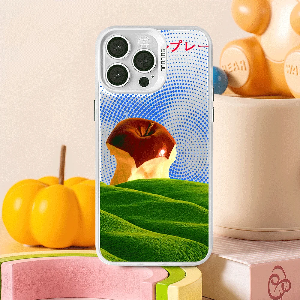 Artistic Polka Dot Apple Core Phone Case For iPhone 12 11 13 14 15 16 Max Pro Plus Laser Cover image 2