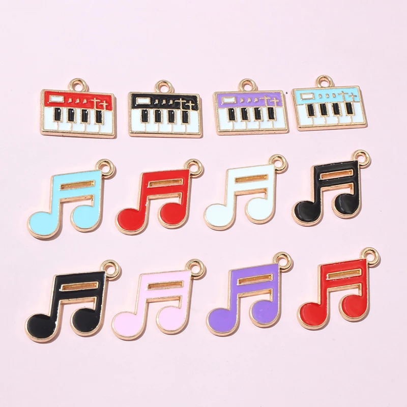 20pcs Musical Note Charms Pendant  20x18mm Enamel Music Symbo Alloy Metal DIY Jewelry Making Accessories Supplies