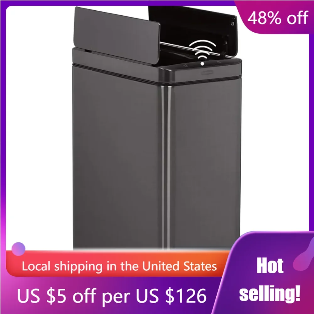 

Stainless Steel Slim Sensor Trash Can Charcoal Bin Batteries Included 11.8-Gallon Household Cleaning Tools Freight free