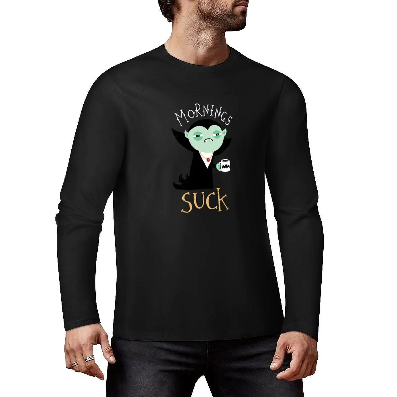 Mornings Suck Long T-Shirt T-shirt for a boy boys white t shirts shirts graphic tees animal print shirt for boys t shirt men