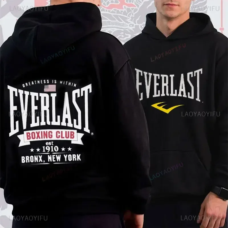 2024 Harajuku Casual Everlast Logo Font Graphic Hoodie Winter Man Sweatshirt Classic Hot Products Selling Street Wear Trends