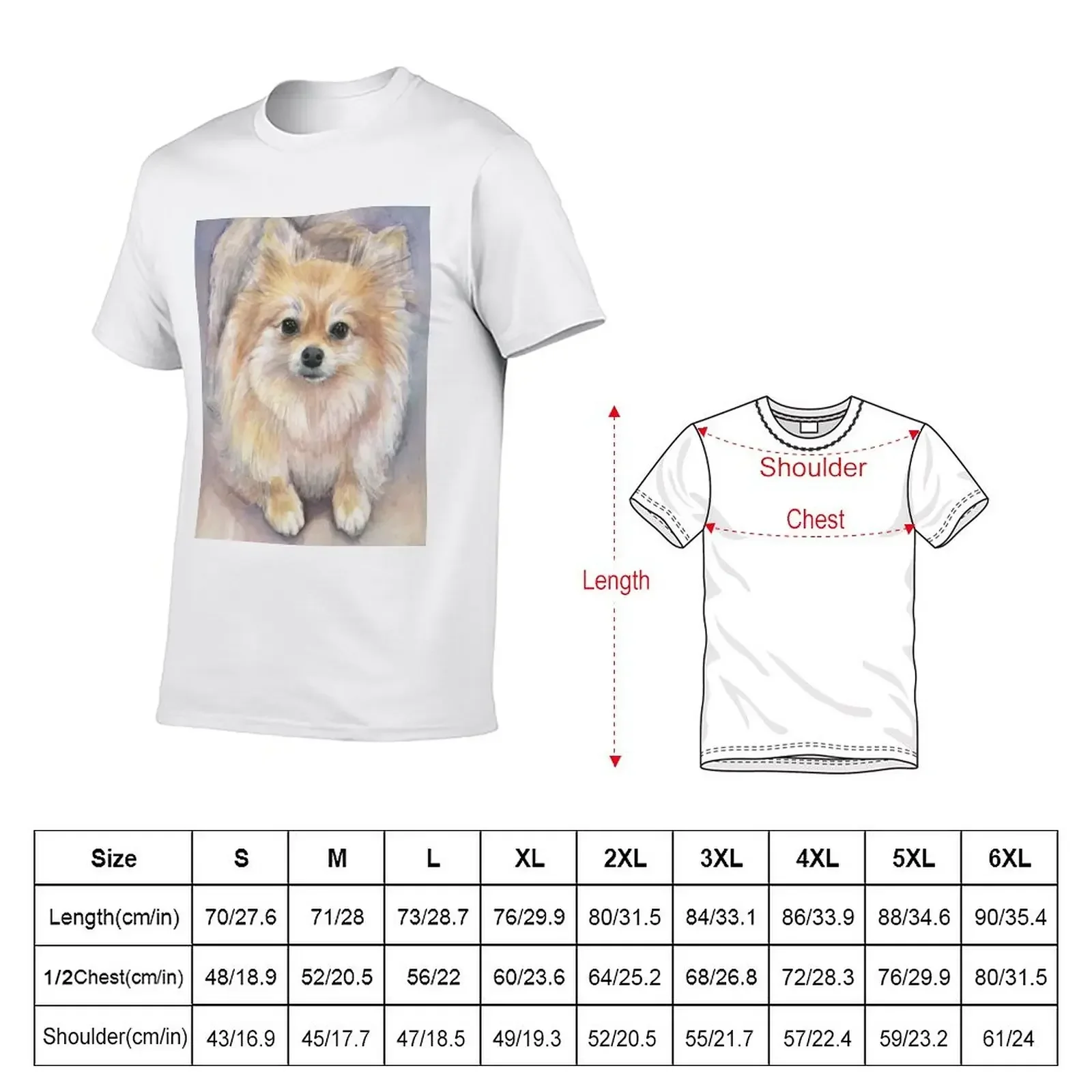 Pomeranian Watercolor Portrait T-Shirt vintage customs design your own summer top plain black t shirts men