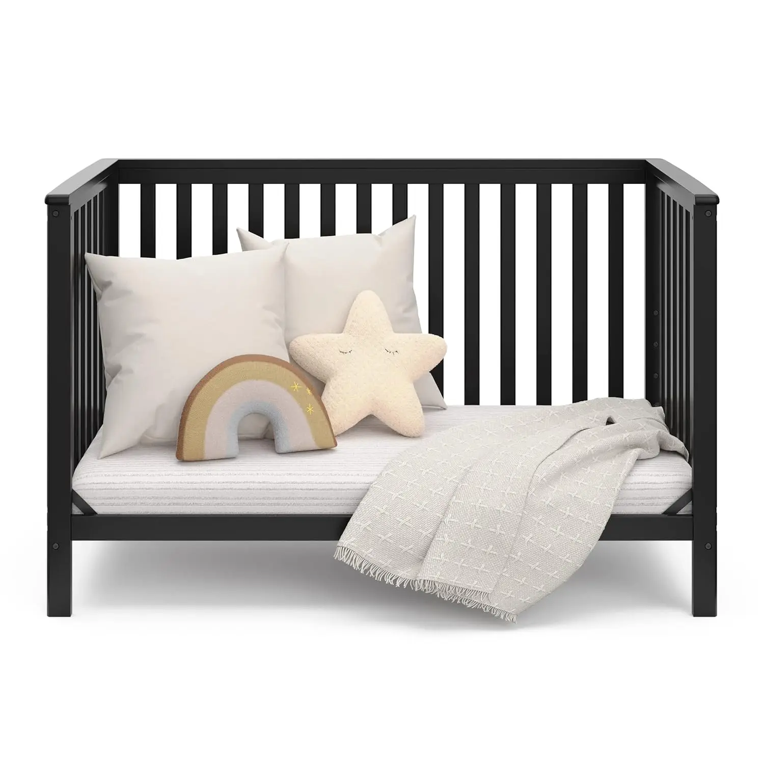 Storkcraft Hillcrest 4-in-1 Convertible Crib (Black) - Converts to Daybed, Toddler Bed, and Full-Size Bed, Fits Standard Full-Si