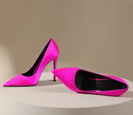 Multi Colored Satin High Heels for Women Slim Heels, Sexy, Light Mouthed Red, Paired with Formal Dress Temperament, Single Shoes