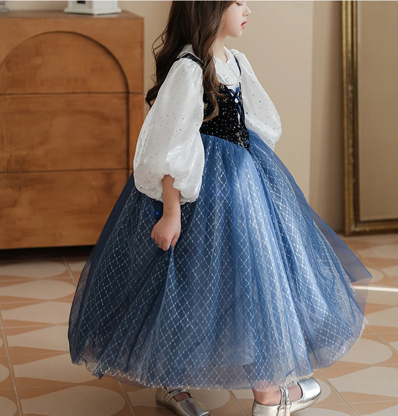 

New Baby Girls Long Sleeve Puff Sleeve Elegant Dress, Princess Kids Sweet Party Halloween Dress Dresses 3-7T