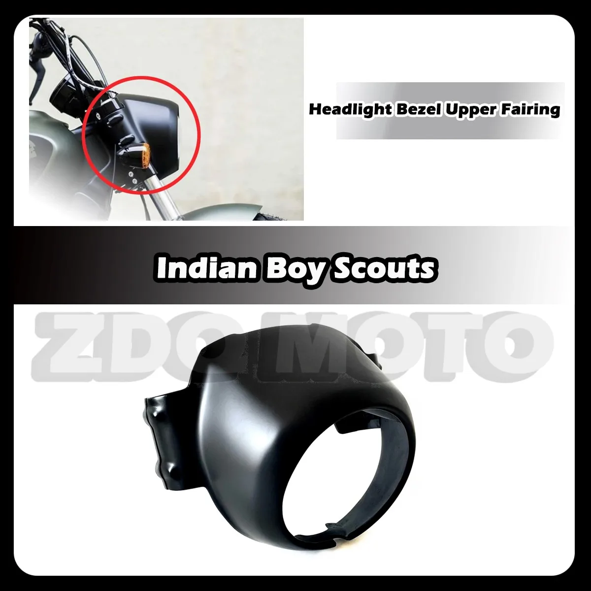 ZDQ Premium Luxury Custom For 2018-2022 Indian Scout Motorcycle Headlight Bezel Upper Fairing Fit scoutSixty