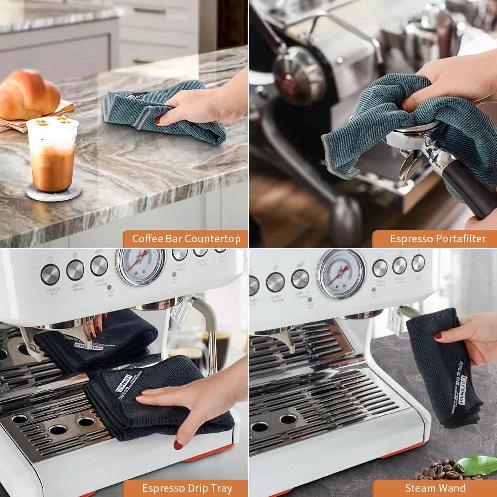 CAFEMASY 4pcs Set Coffee Bar Square Towels Barista Cleaning Cloths Professional Espresso Maker Tools Home Kitchen Accessories