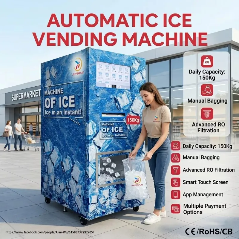 Ice Vending Machine Business Solution Outdoor Ice Dispenser with Bagging System and IoT Control