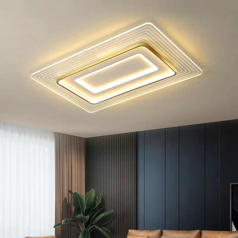 Rectangle living room ceiling light led modern square three-color dimming bedroom lighting 1.2 meters hall restaurant lighting